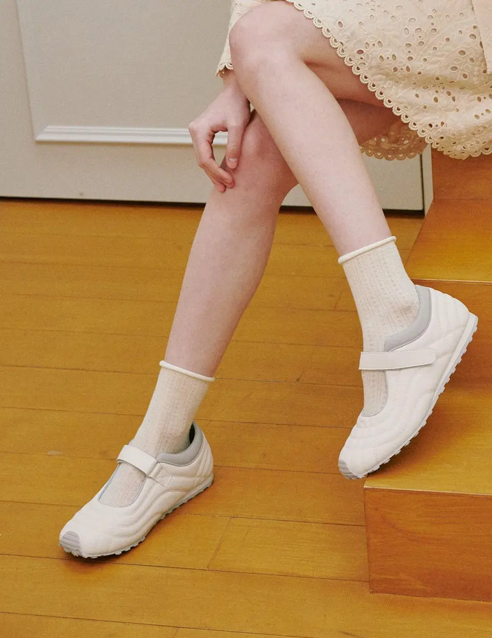 Velcro Platform Mary Jane Sneakers (ljh1032)