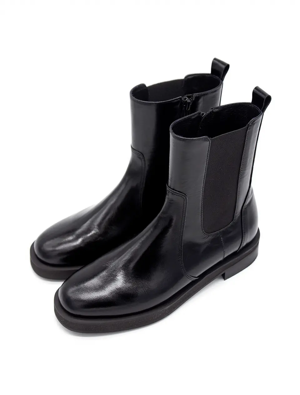 Zip Up Chelsea Boots_Glossy Black