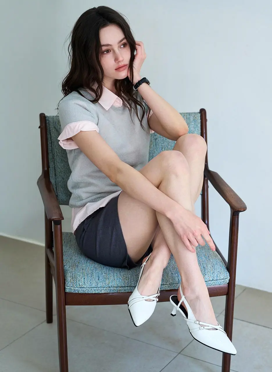 Roe Cross Strap Slingback 5cm (CW0107EWH)