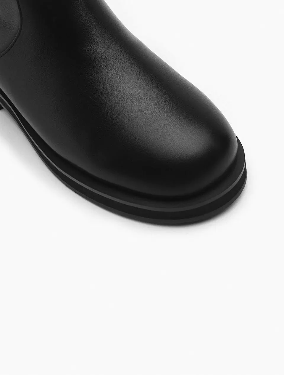 Fur-lined Round Synthetic Leather Mid Boots