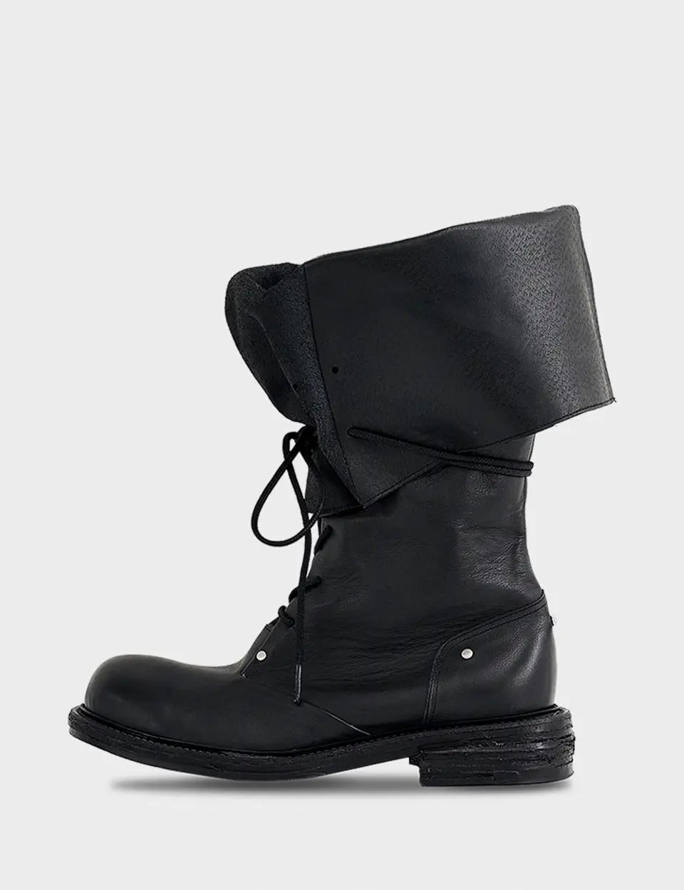 Folded lace-up long KNEE-HIGH & OVER THE KNEE BOOTS [Black]