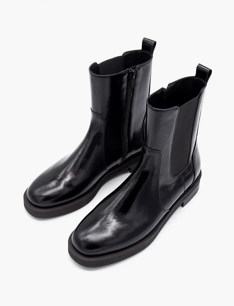 Zip Up Chelsea Boots_Glossy Black