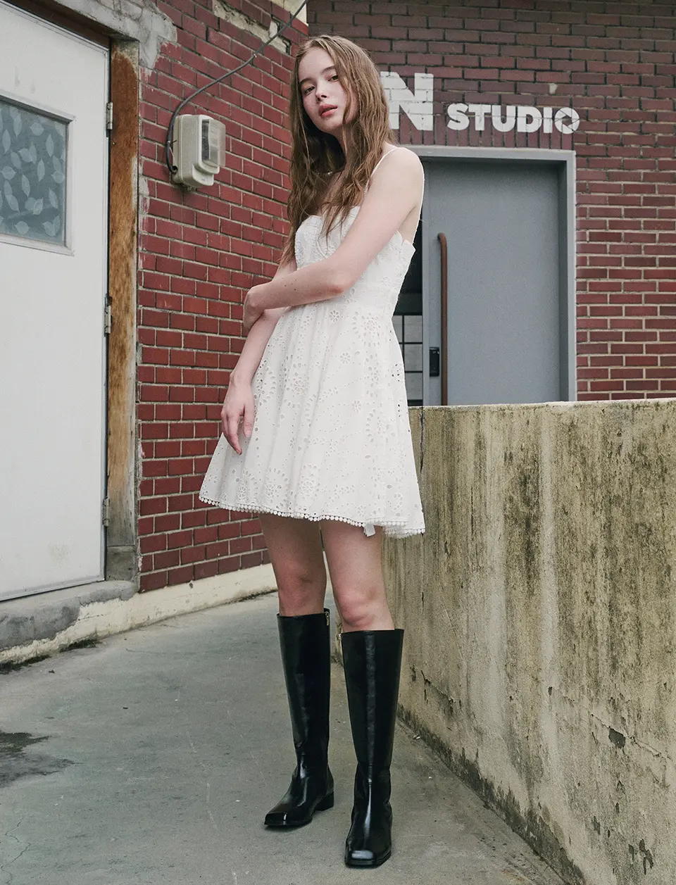 Monette Cutting Square Long Boots (2.5cm)