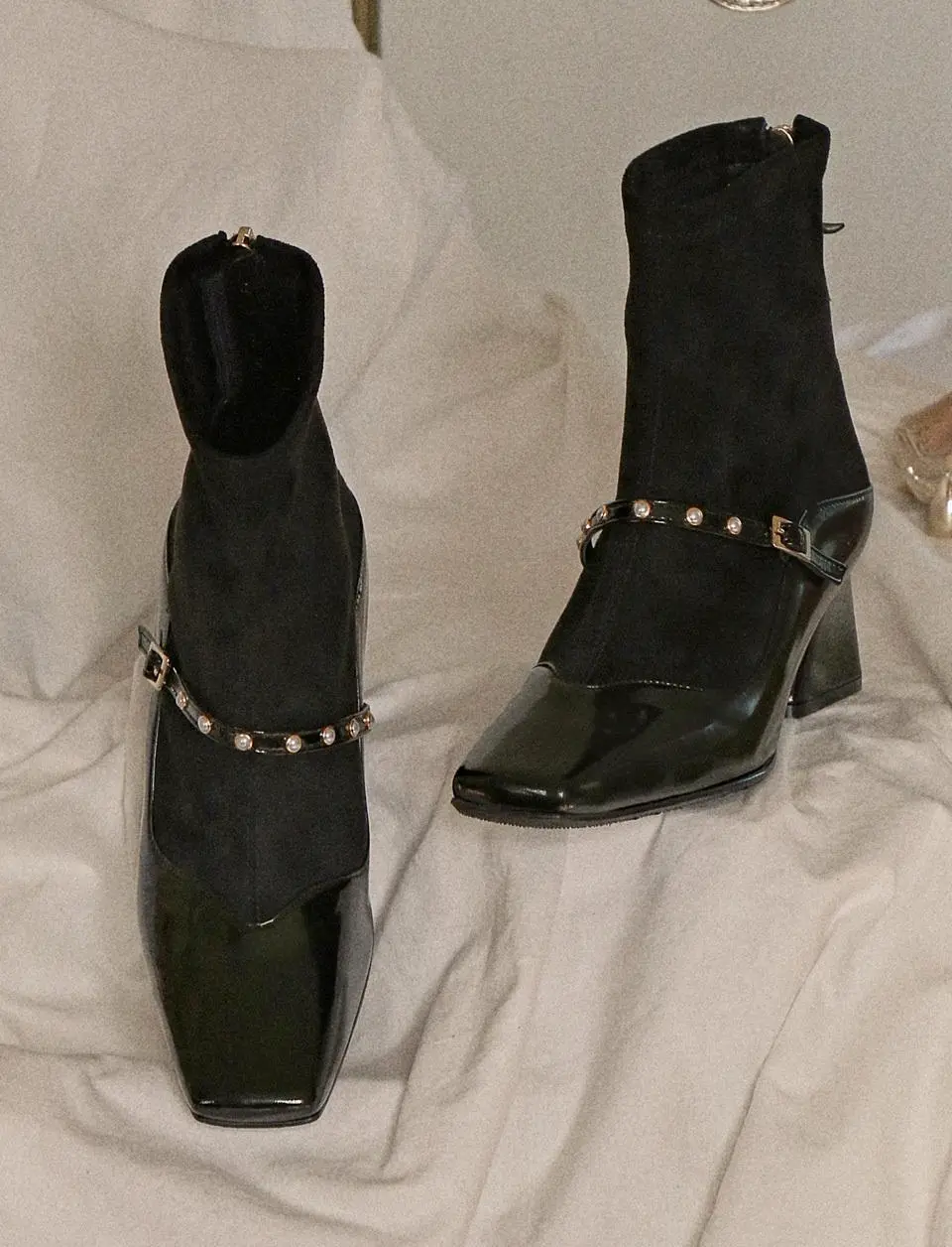 1422 Marang Boutique Strap Ankle Boots - Black