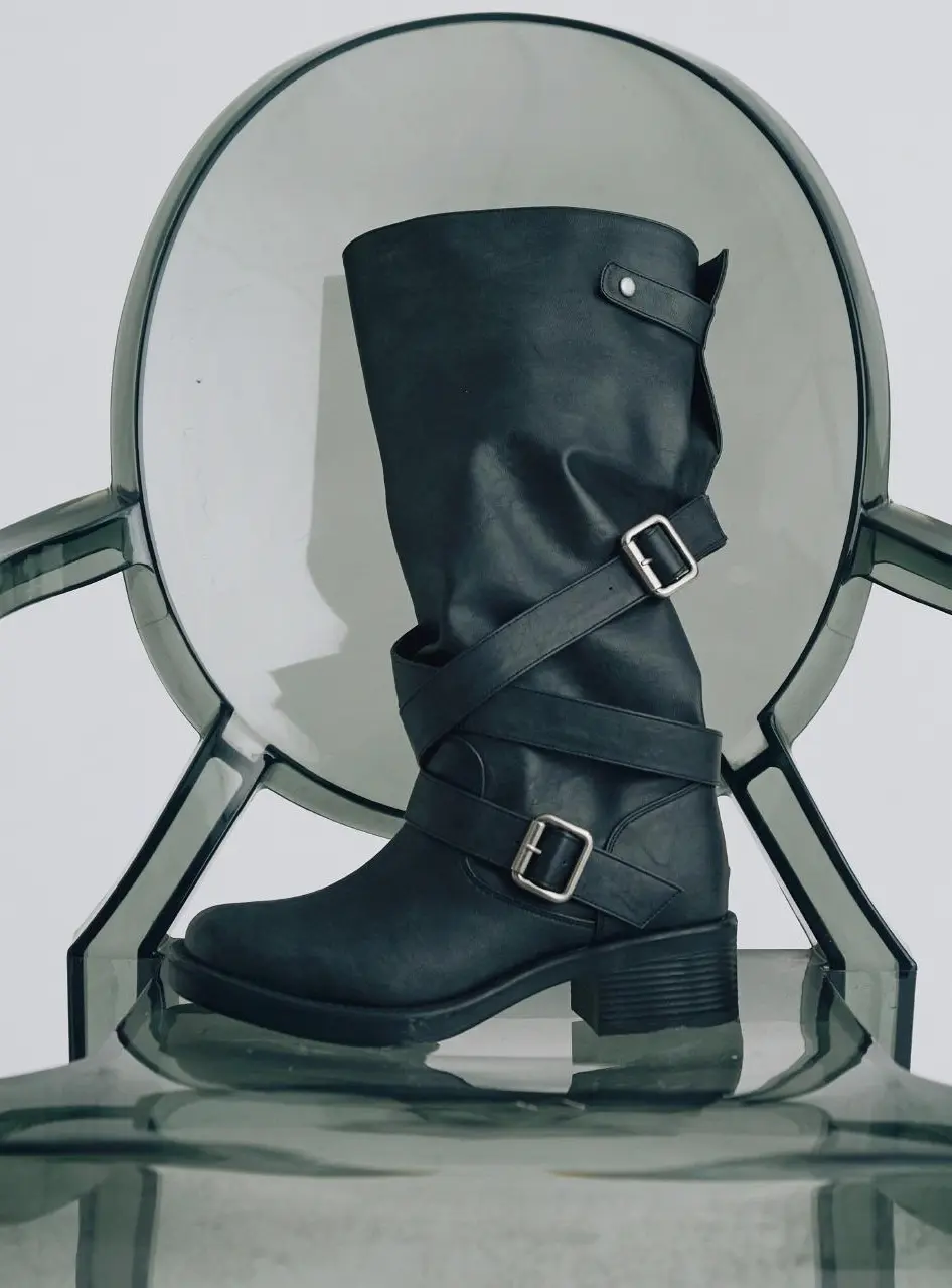 Handmade Two-Way Buckle Biker Long Boots [2Colors] (SM026)