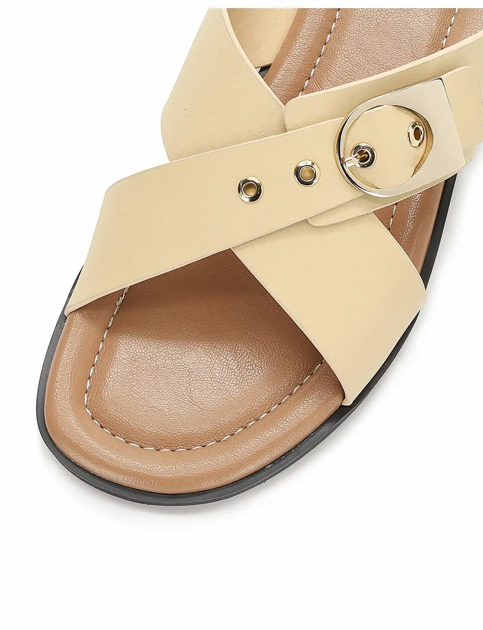 Anello Crossover Strap Slippers - Butter