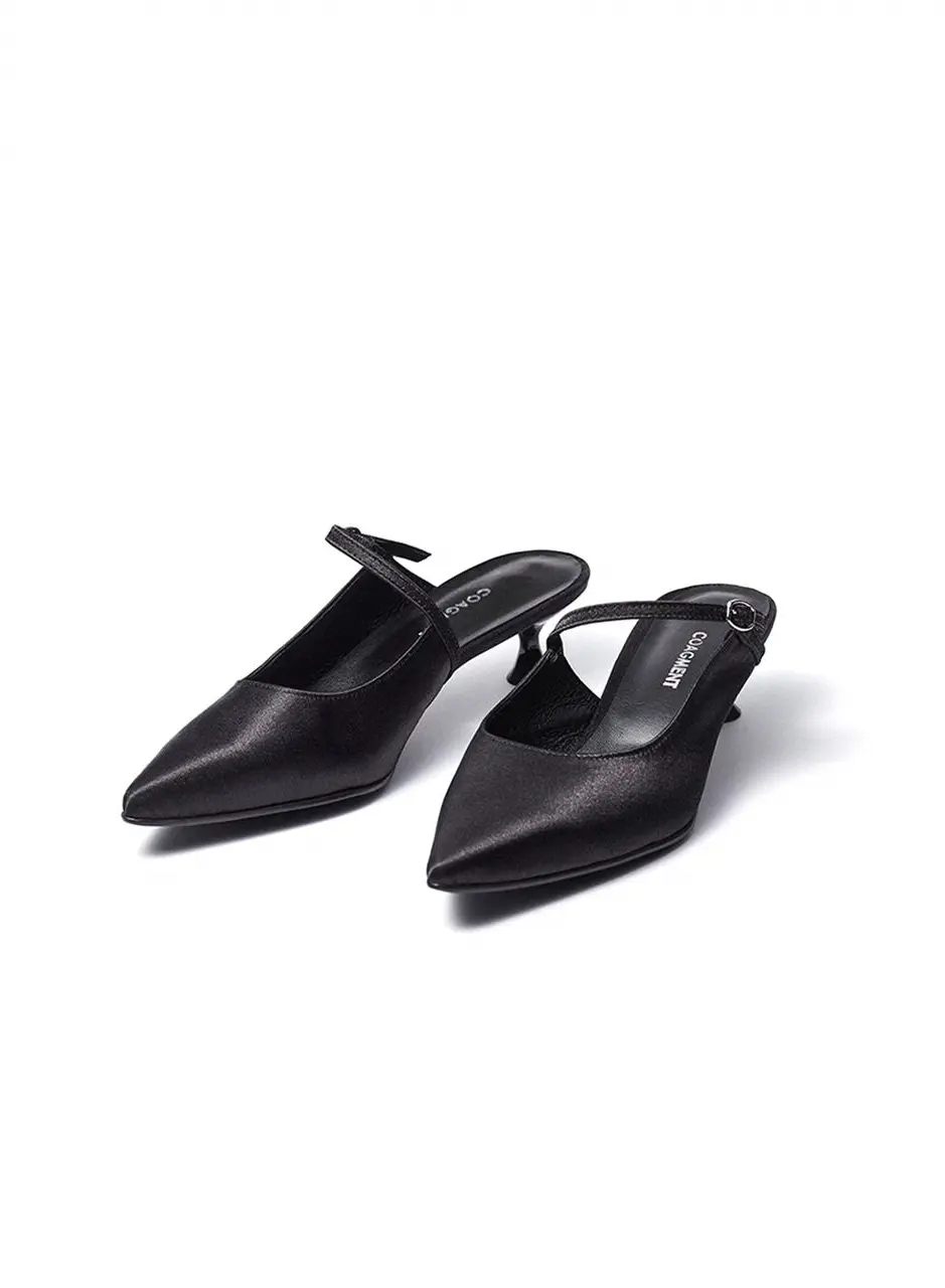 Jane Satin Mule [Black]