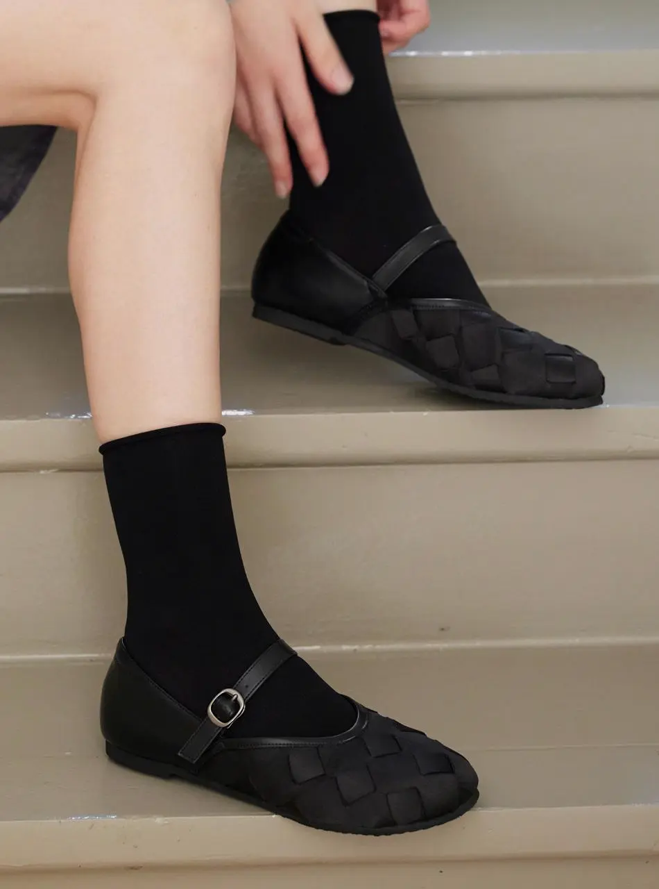 Soft Checker Mary Jane Flat [BLACK]