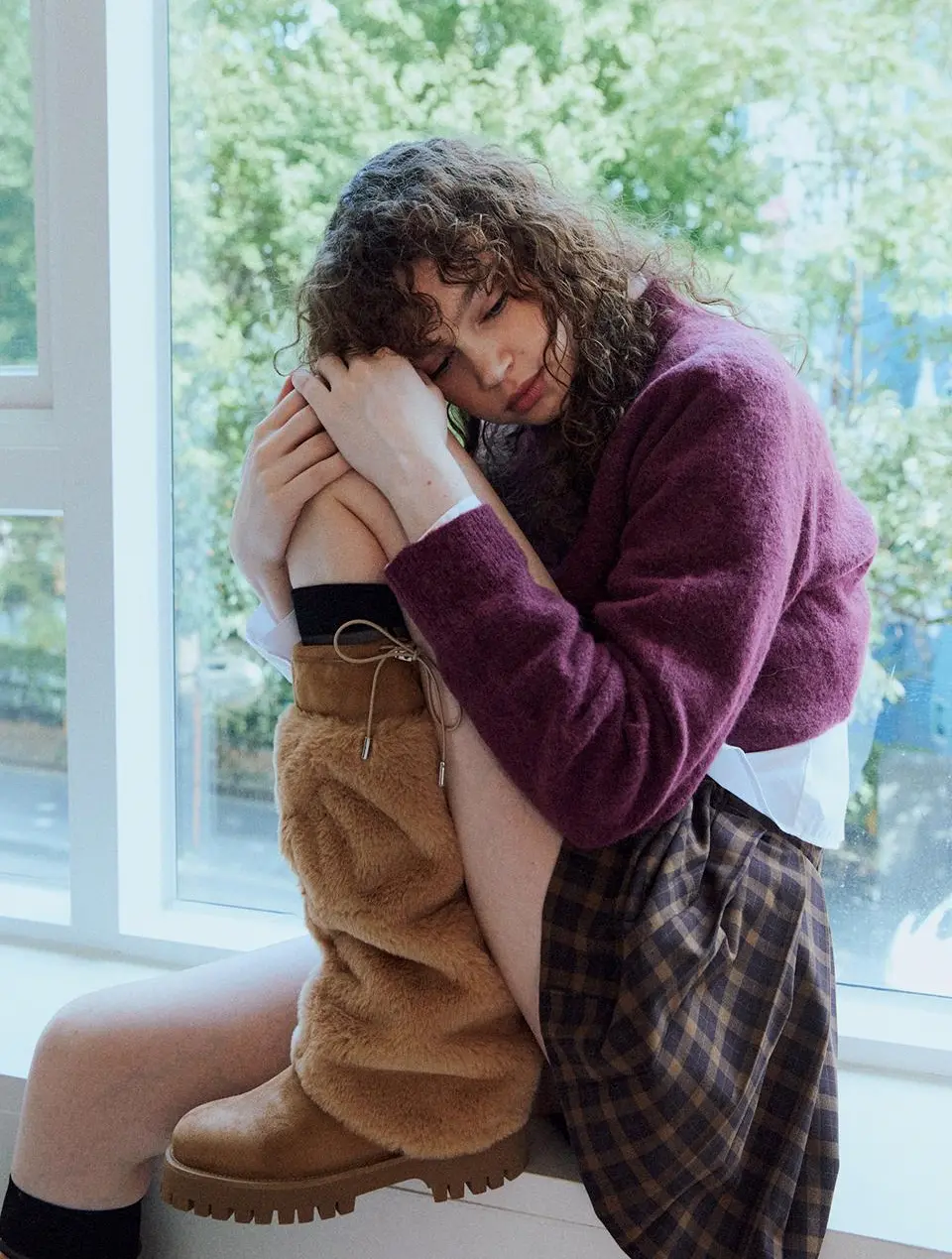 winter heart point fur long boots (me2479)