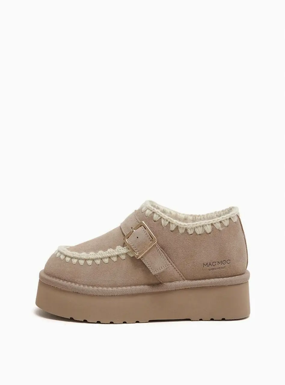 Leather Fur-lined Platform Winter Shoes [3colors]