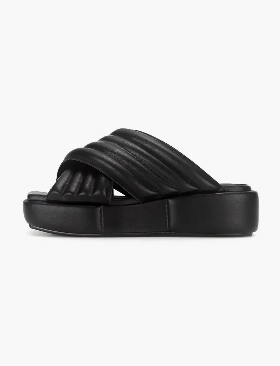 Puffed Criss-Cross Sandals (Black )