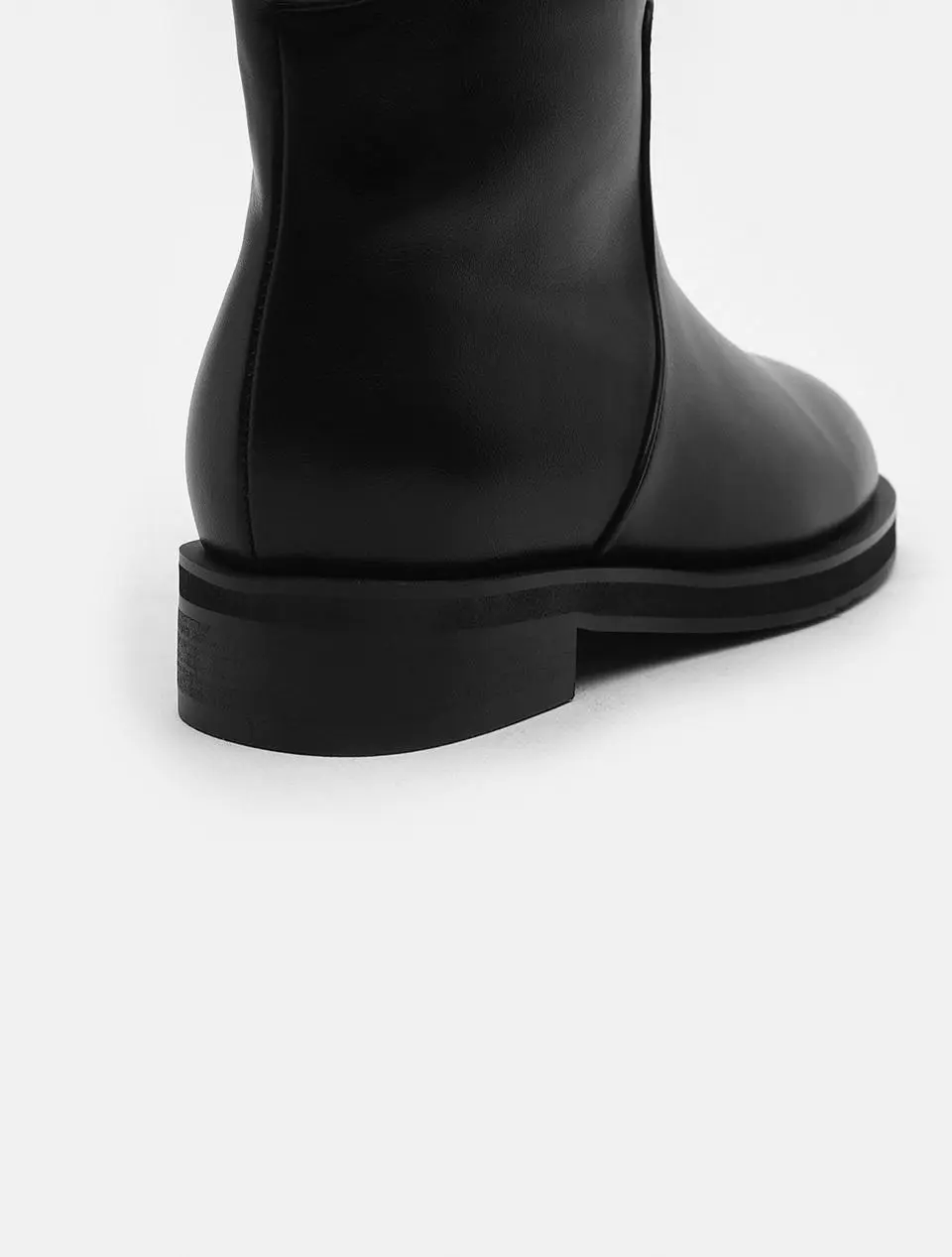 Fur-lined Round Synthetic Leather Mid Boots