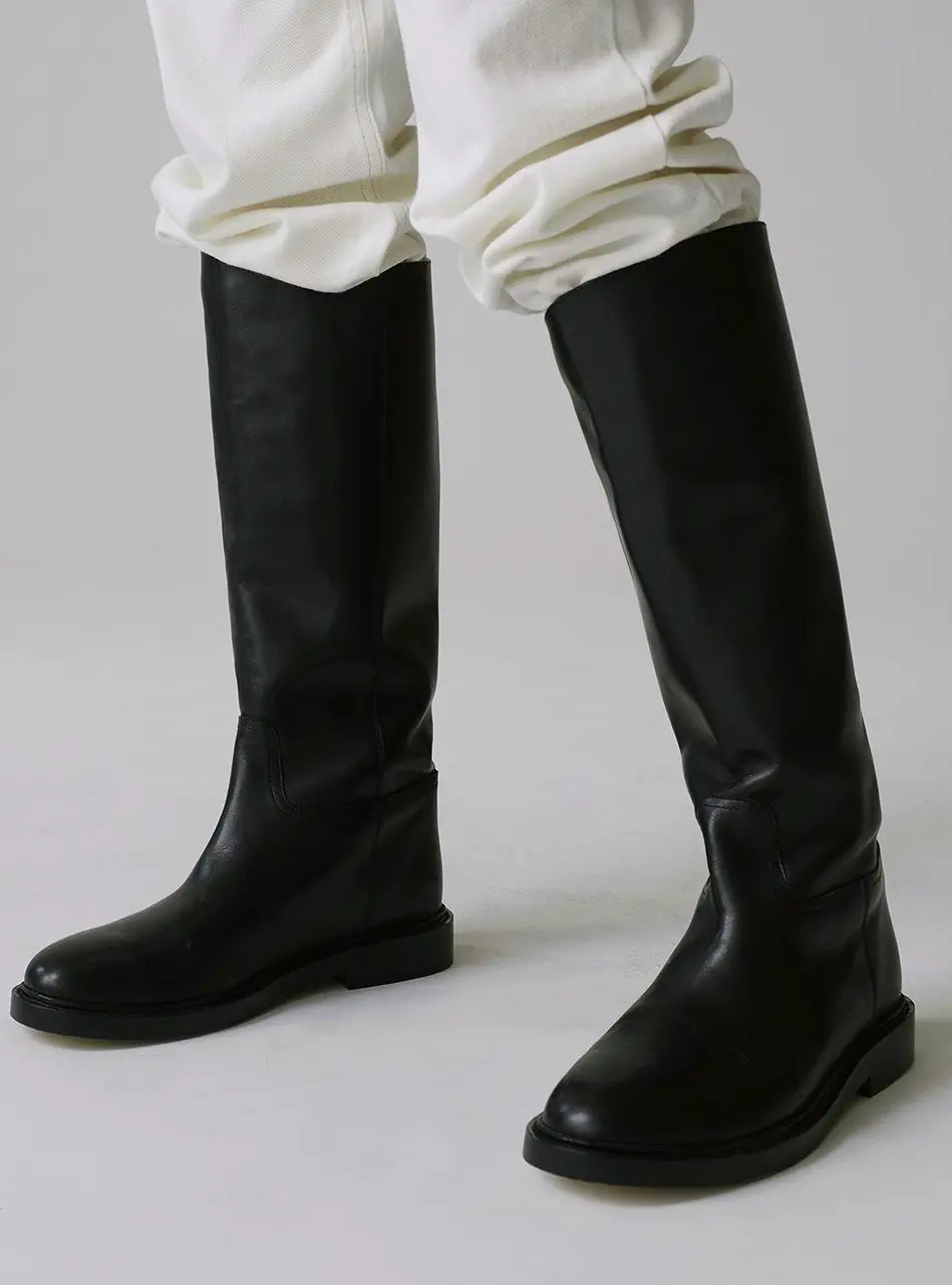 Real Leather Urban Long Boots (SIAC3082) [Black]