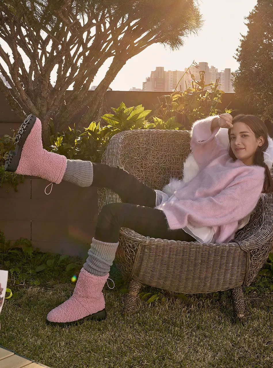 Amber Fur Two-way Middle Boots_5 Colors