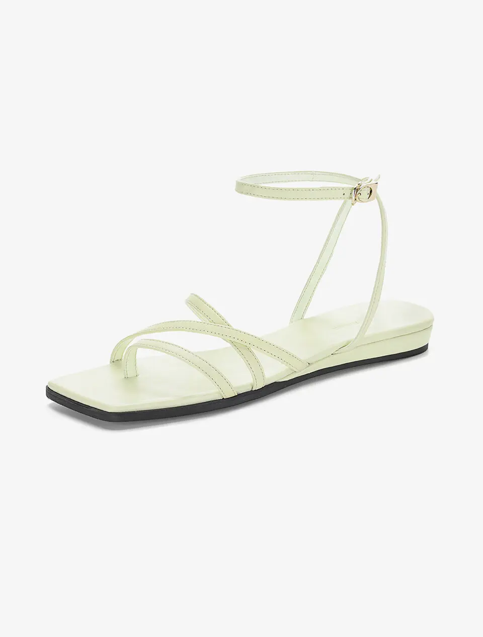 Cross Detail Ankle Strap Sandals - Light Green