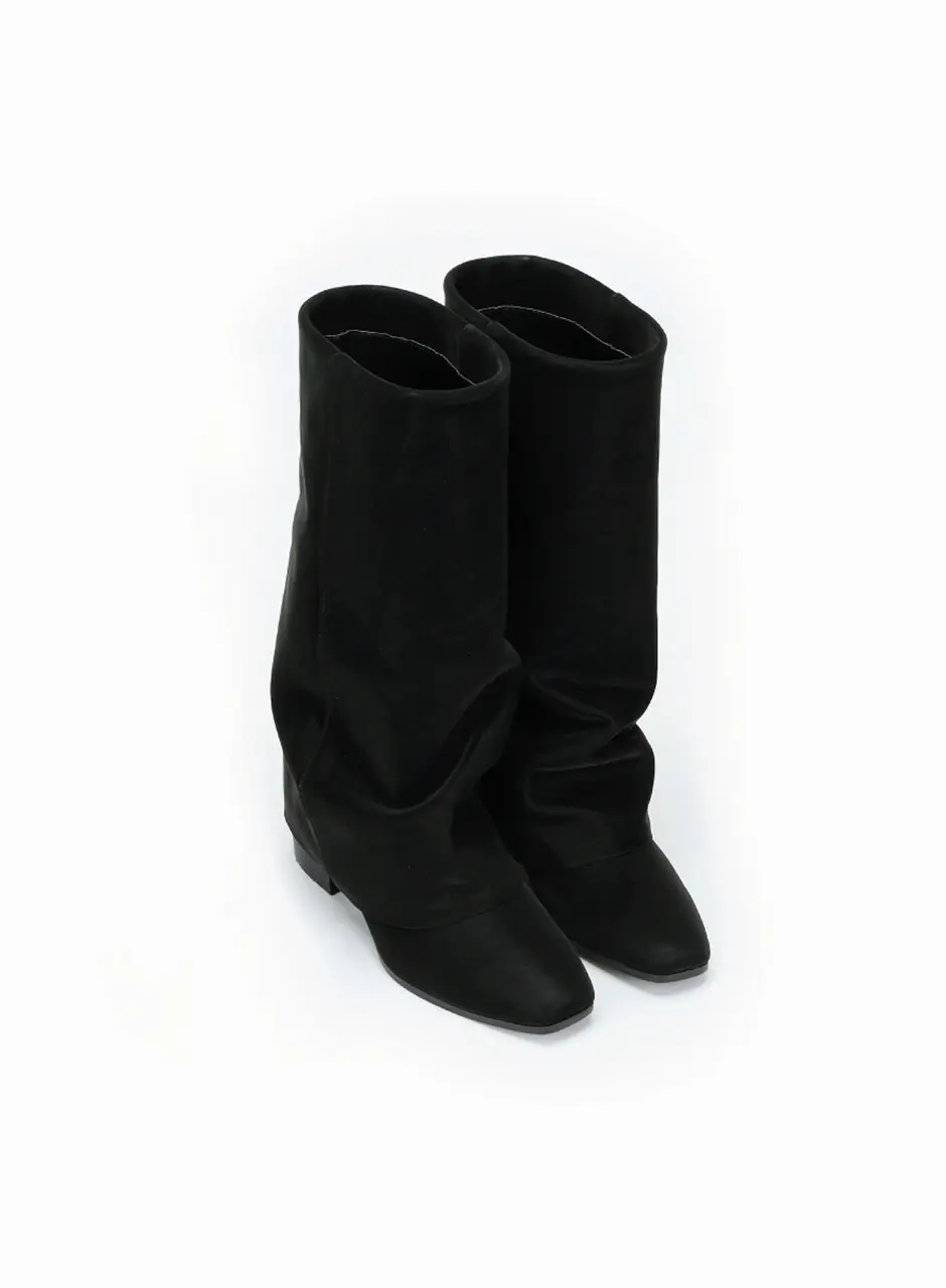 Wrinkle Leather Boots_Black
