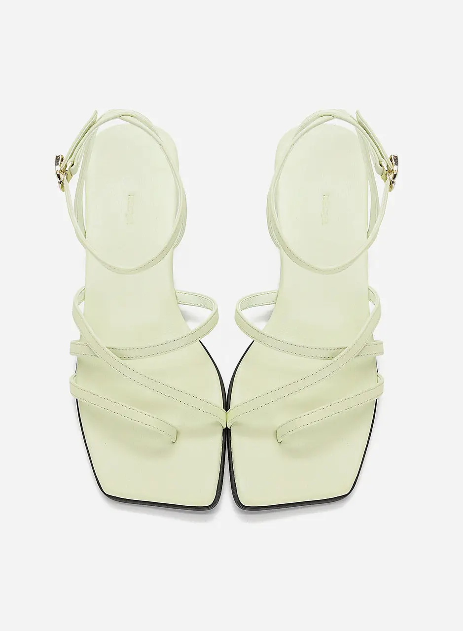 Cross Detail Ankle Strap Sandals - Light Green