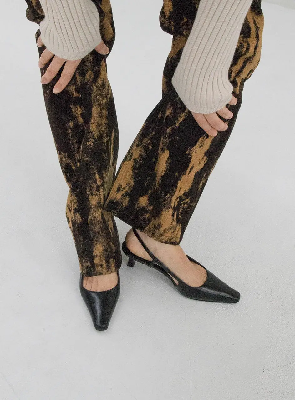 Square Toe Leather Slingback Shoes (kw2817)