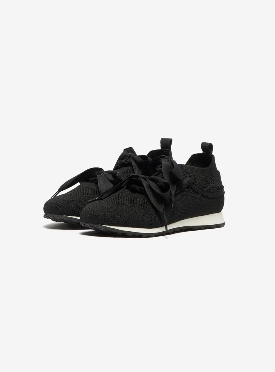 Ruffle knit sneakers(black)_DG4DS26007BLK