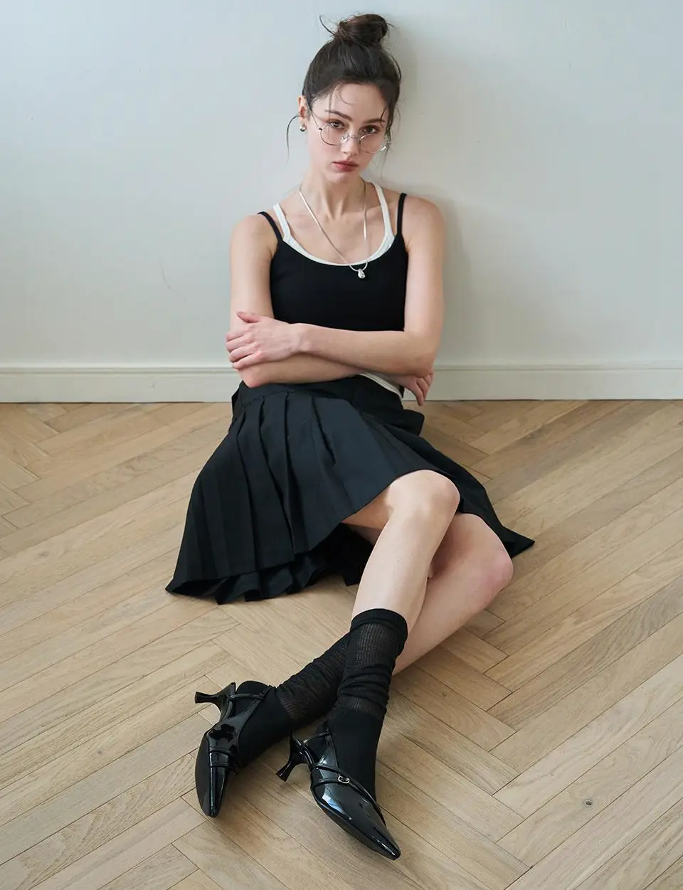 Roe Cross Strap Slingback 5cm (CW0107EBK)