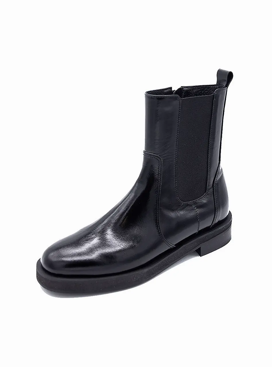 Zip Up Chelsea Boots_Glossy Black