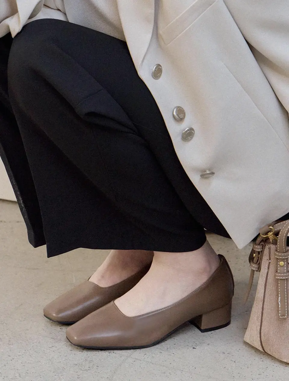 Rena Square Toe Basic 3.5cm Pumps (H305)