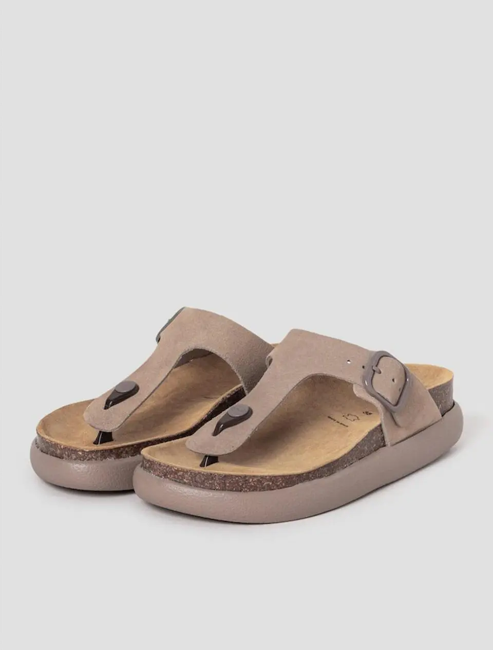 SCHOLL Cork Flip-Flop Chunky Sole Sandals [Yellowish Brown] (HH54K2C31B)