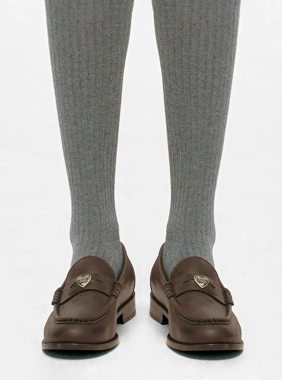 [MARGESHERWOOD] MARGE HEART LOAFERS [washed brown pull-up]