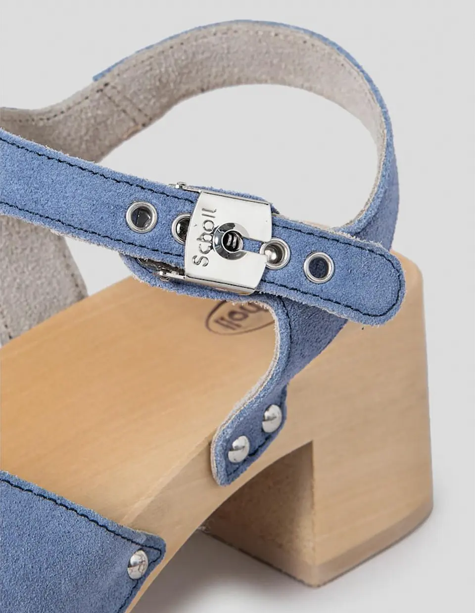 SCHOLL Wood Sole One Strap High Heel Sandals [Royal Blue] (HH44K2W13N)