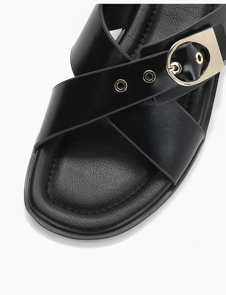 Anello Crossover Strap Slippers - Black