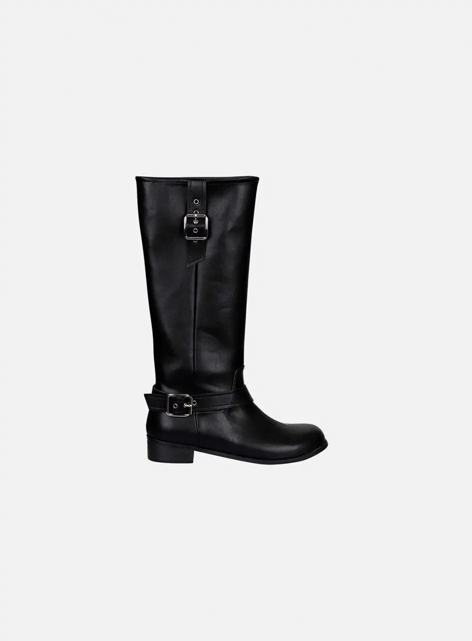 Urban Ankle Height Buckle Boots [Black]