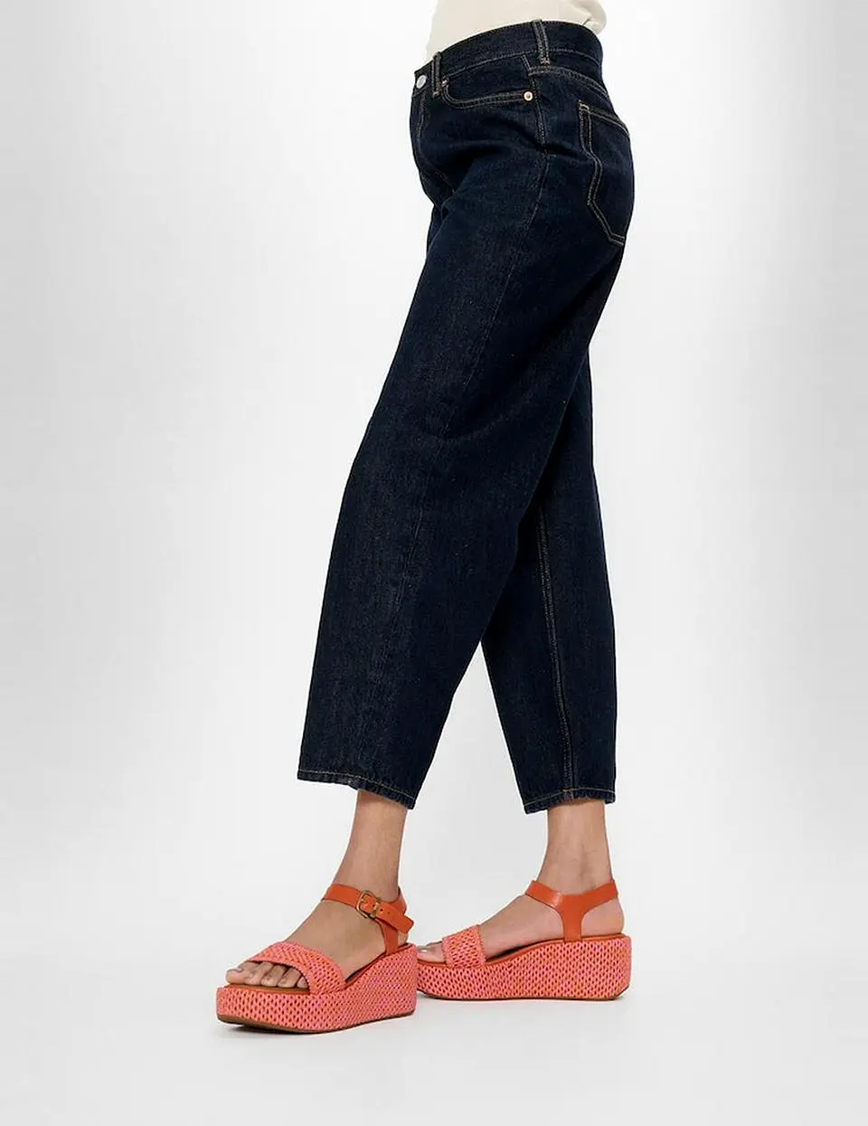 [Samsung C&T Official] Women's Platform Woven Wedge Ankle Strap Sandals Pink (FT64K2S447)