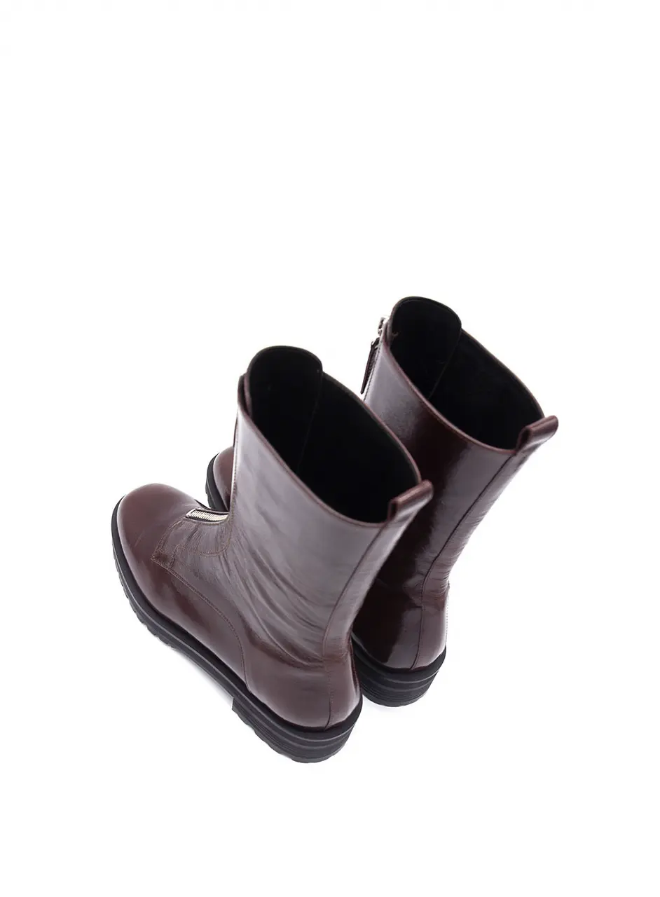 Front Zip Up Boots_Burgundy