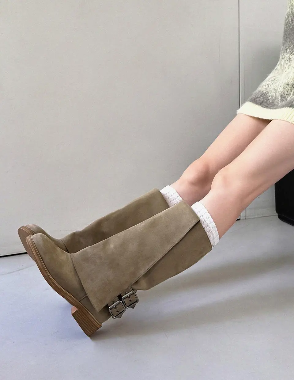 Robin Eyelet Two-Buckle Folding 3.5cm Boots (APL1907)