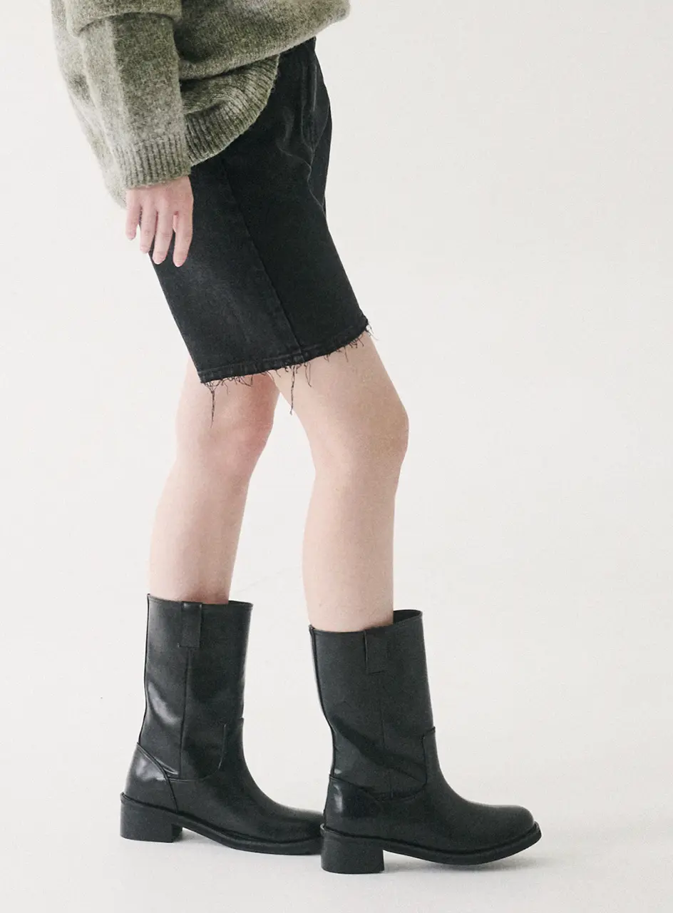 Plain Round Middle Boots (5cm)