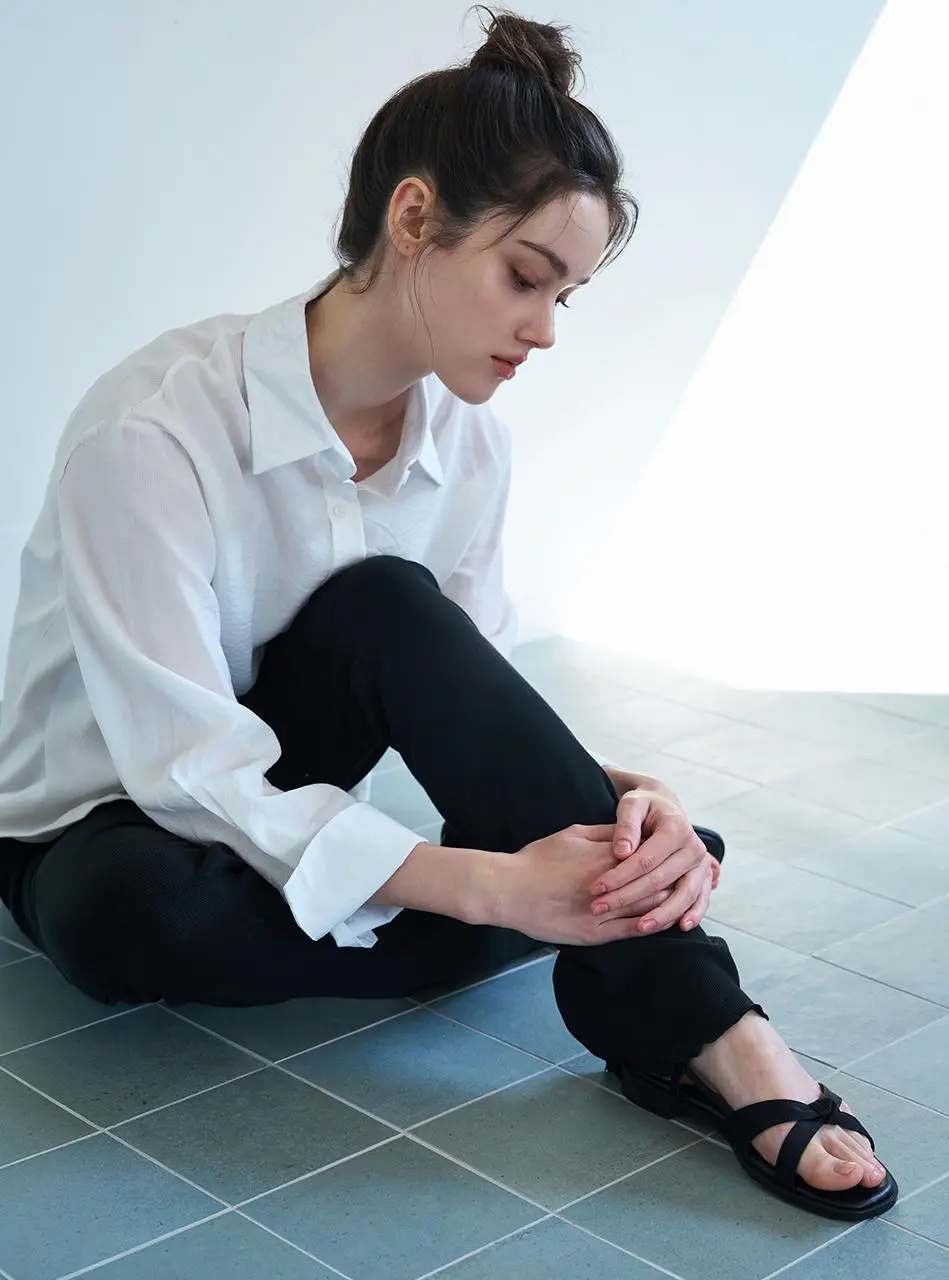 Sole Satin Cross Sandals 2cm (CW0111BK)