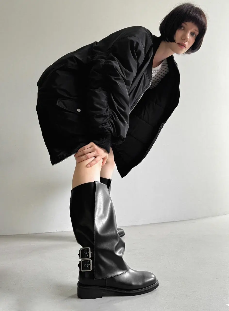 Robin Eyelet Two-Buckle Folding 3.5cm Boots (APL1907)