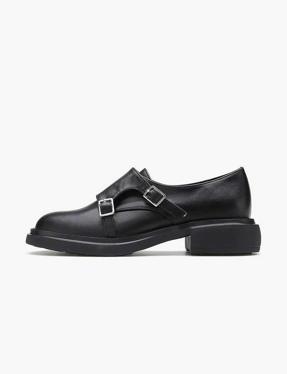 Round To Double Monk Strap Shoes (4 cm/2colors)