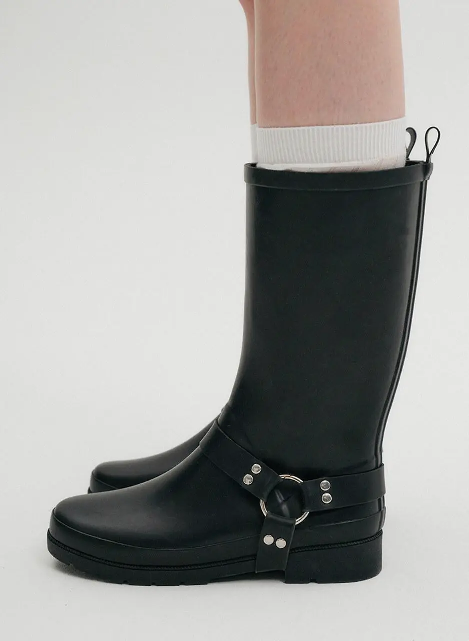 Kelly Buckled Rain Boots [Black]