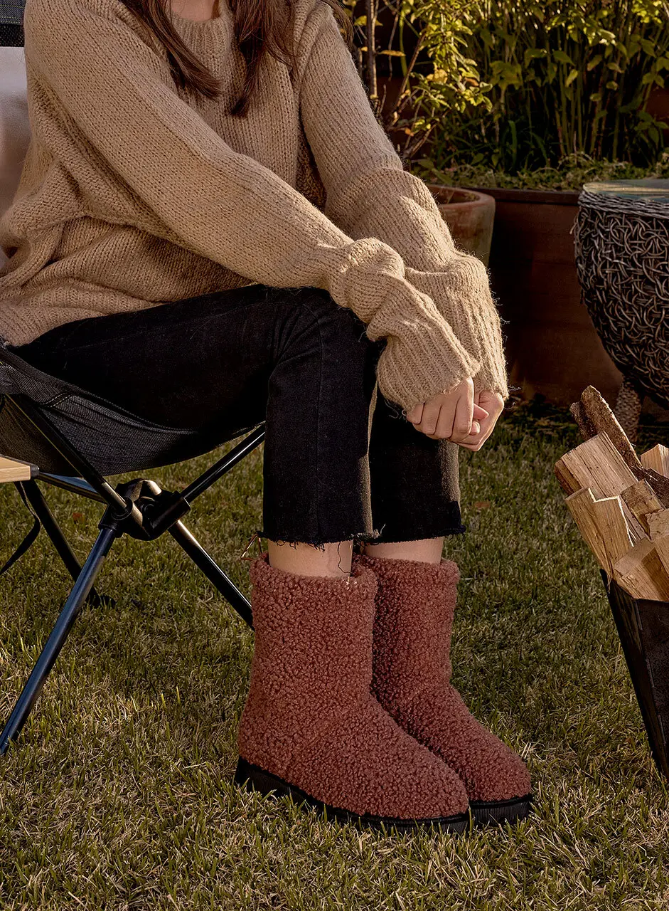 Amber Fur Two-way Middle Boots_5 Colors