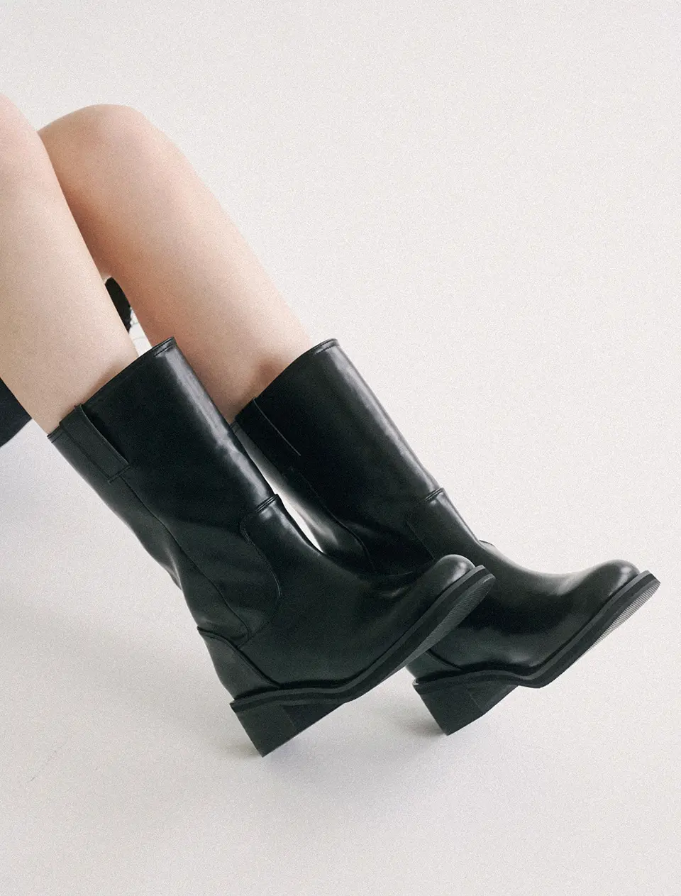 Plain Round Middle Boots (5cm)