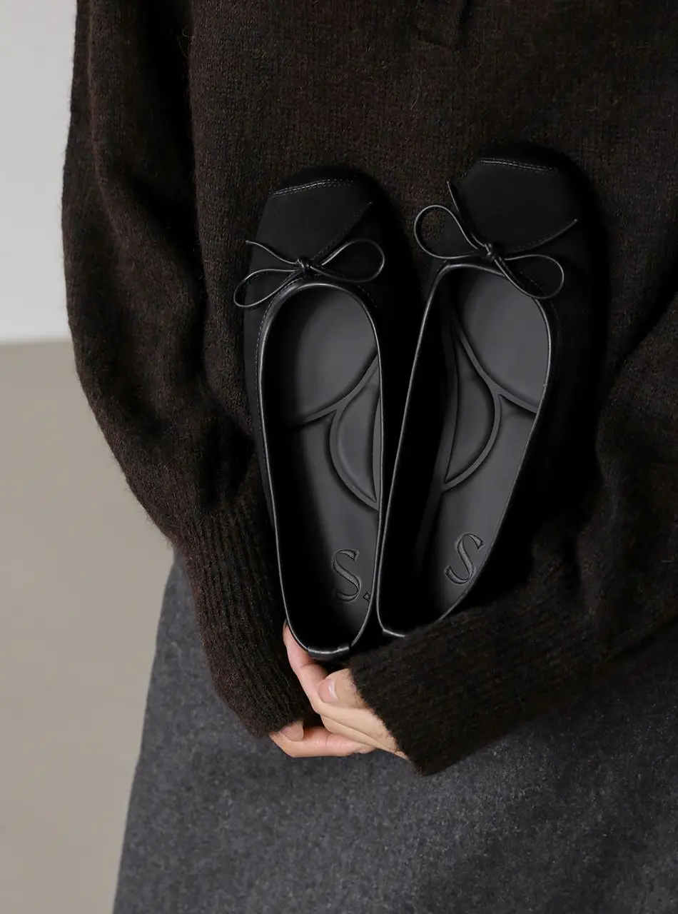 Kate Suede Ribbon 1cm Flat Shoes