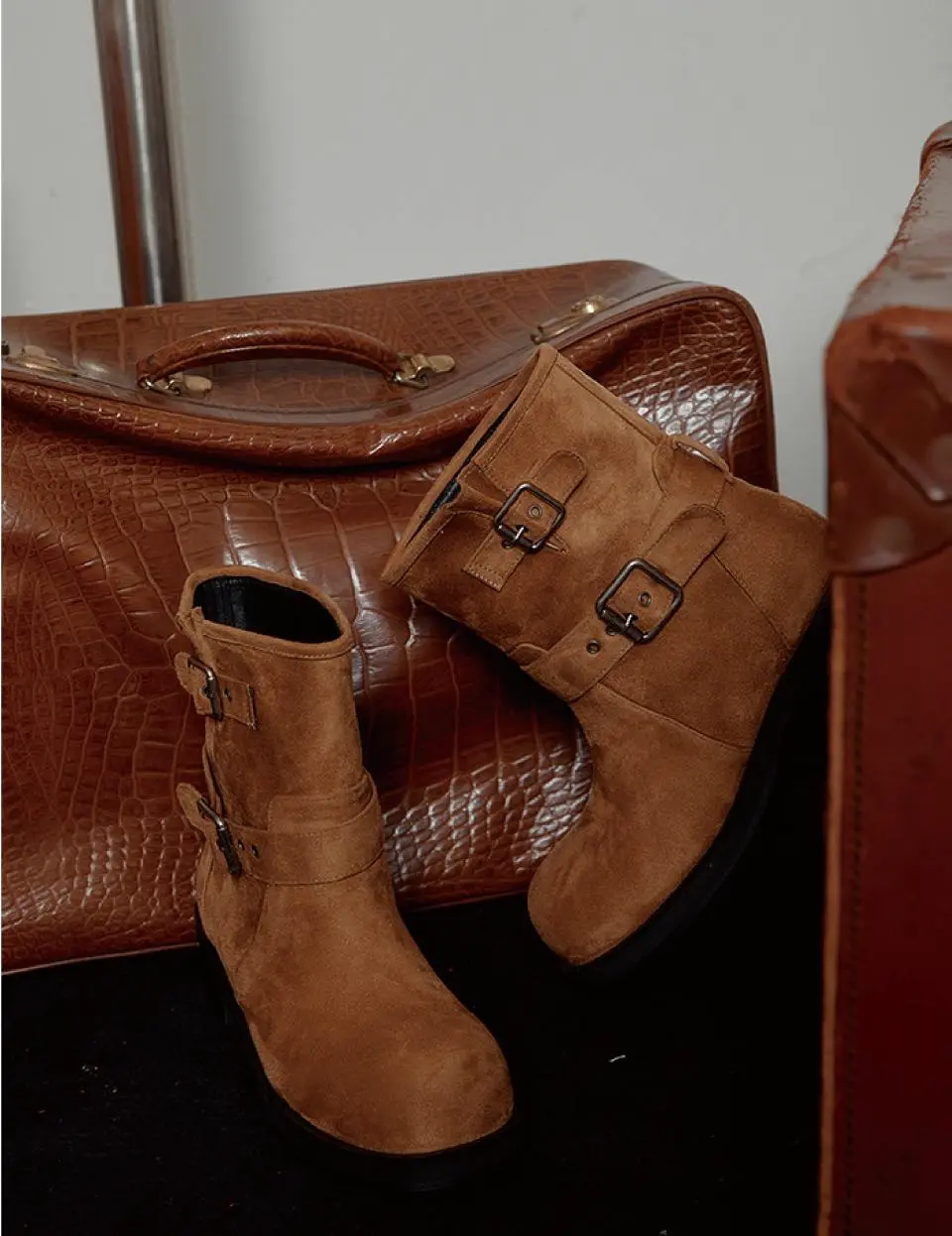 Flowyoon's Pick ANC Double Buckle Mid-Calf Boots [BROWN]