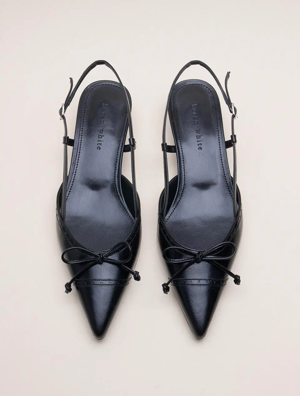 Leather Slingback Ribbon Punching Shoes (KW2818)