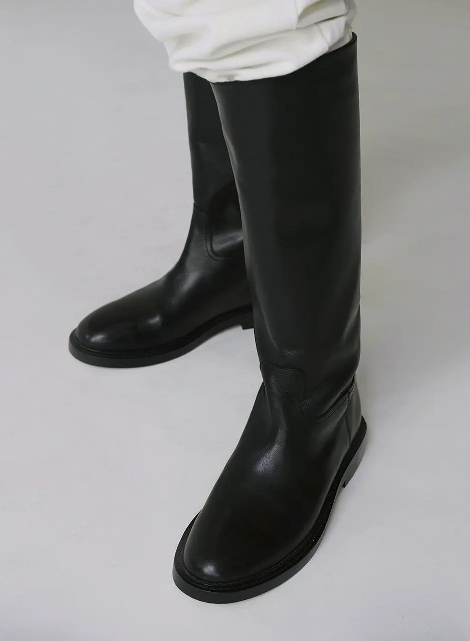 Real Leather Urban Long Boots (SIAC3082) [Black]
