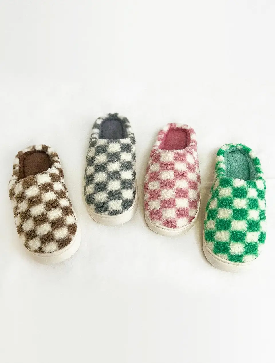 Checkerboard Ultra-Soft Plush Slides
