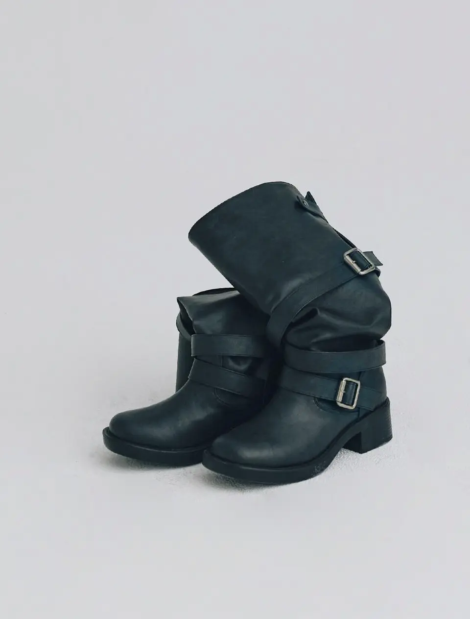 Handmade Two-Way Buckle Biker Long Boots [2Colors] (SM026)