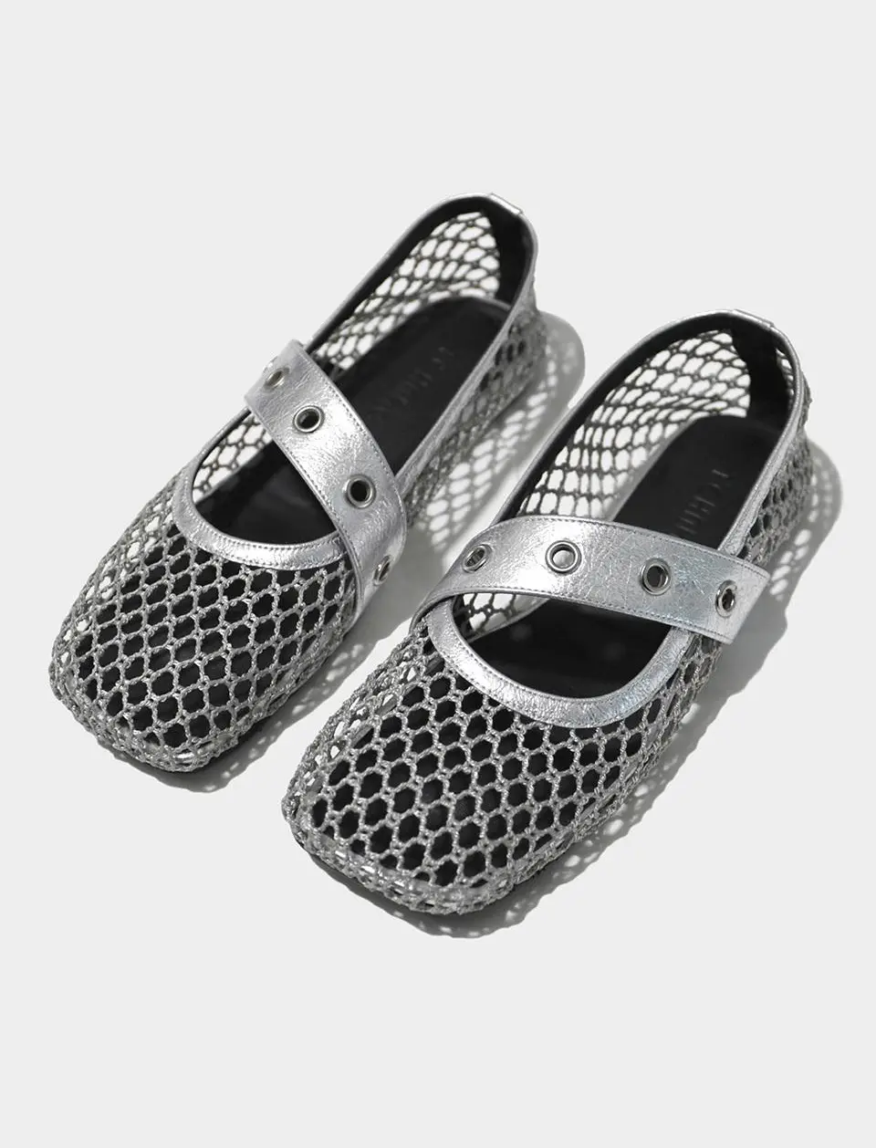 Aloof Eyelet Flat Ballet Shoes [Pesto Silver]