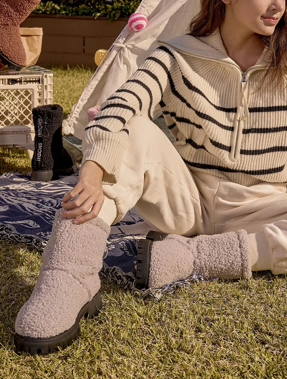 Amber Fur Two-way Middle Boots_5 Colors