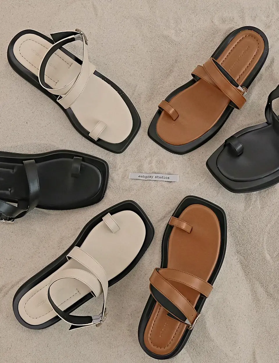 1530 Hanii Strap Flip Flops Sandal [beige]